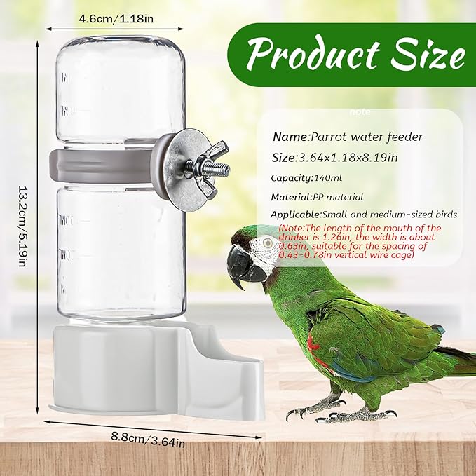 2 Pcs Bird Feeder Water Dispenser, Bird Feeder and Drinker Set, Automatic Parrot Feeders for Cage, Hanging Parrot Food Bowl, Birds Cage Accessories for Hamsters,Pigeons,Parrot