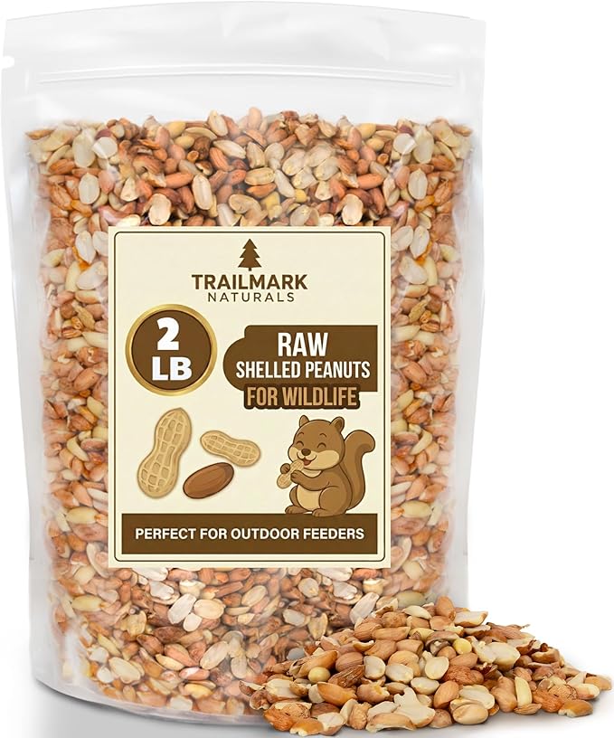 2 LB - Raw Shelled Peanuts For Squirrels, Out of Shell Peanuts For Birds and Wildlife- Squirrel Food, Wild Bird Seed - Grown in The USA