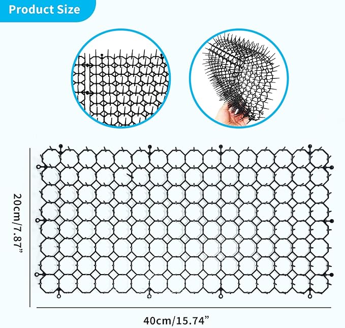 16 x 8 Inch Cat Scat Mat with Spikes, Scat Mat for Cats Cat Deterrent Mat Digging Stopper Repellent Spike Mat 12 Pack