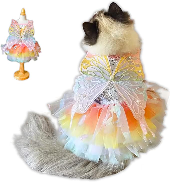 Cat/Small Dog Pretty Fairy Costume Clothing - Cute Dress Outfit for Spring Halloween Christmas Girl Party (3XL)