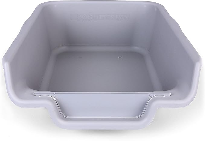 Dog Litter Box, Misty Gray Color, Extra Large Size, Durable & Pet Safe Puppy Litter Box, Indoor Open Top Entry Dog Litter Pan, Comfortable for Dogs, Great for Dogs up to 35 lbs