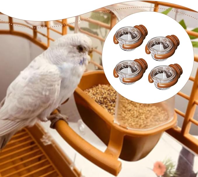 4 Pieces Bird Water Dispenser Garden Decor for Outside Gifts Food Dish Accessories, Brown