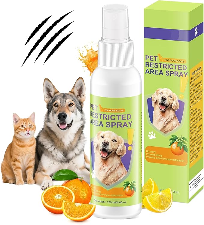 Pet Deterrent Spray - Stops Cat & Dog Peeing, Chewing, Scratching, Natural Citrus & Lemon Formula, Safe, Stain-Free Pee Corrector for Furniture, Shoes Indoor & Outdoor Training (4oz)