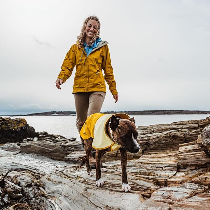 Ruffwear, Sun Shower Dog Raincoat, All-Weather Jacket, Waterproof, Windproof & Lightweight, Mineral Yellow, Medium
