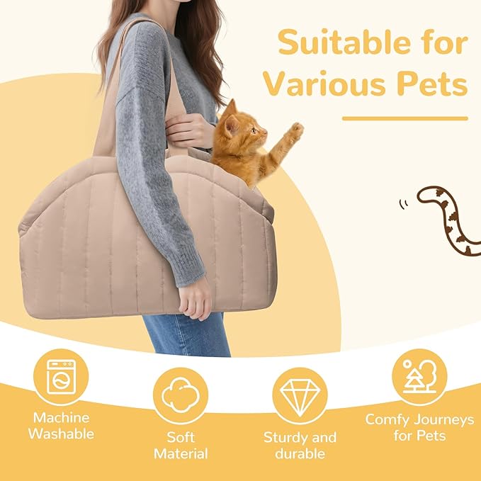Dog Purse Carrier for Small Dogs - Dog Carrier Purse with Secure Harness Clip, Dog Tote Bag for Small Dogs and Puppies - Brown