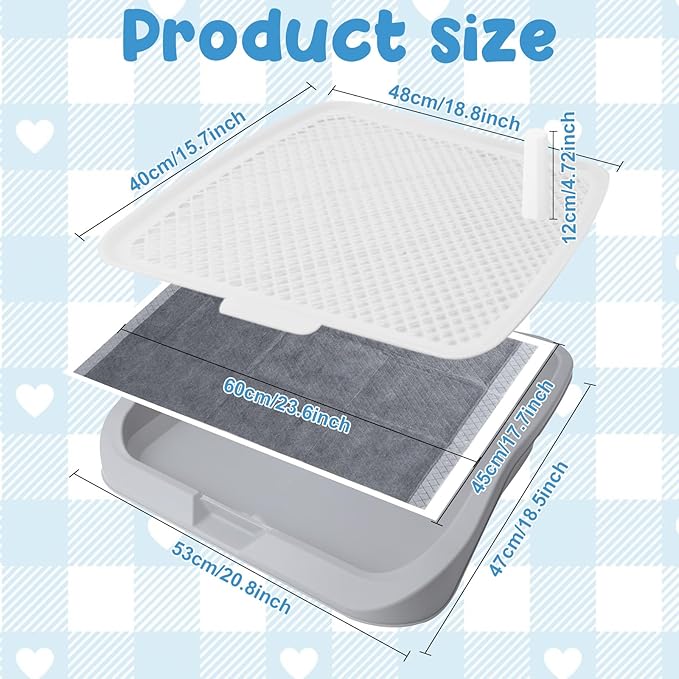 XL Dog Litter Box,Pee Pad Holder, Puppy Pads Holder,Include Box,Pee Pad&Cloth,Puppy Potty Training Tray for Small/Medium Dog