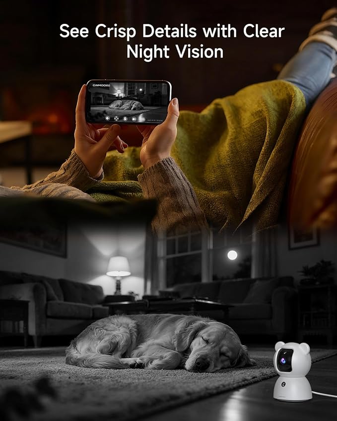 2.5K Camera for Home Security, Non-Subscription AI Human/Pet/Crying Detection, 4MP Dog/Cat/Pet Camera Indoor with Phone App, Pan Tilt 2.4G WiFi Indoor Cameras, IR Night Vision, Full Duplex 2-Way Audio