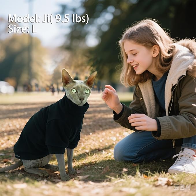 Sphynx Cat Clothes Hairless Cat Sweater Shirt Soft Warm Long Sleeves Pullover Pet Clothes Pajamas Dog Cloth for Small Dogs Kitten Clothes Pet Sweaters (Black, S)