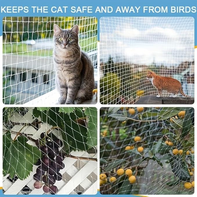 Cat Escape Proof Net - Heavy Duty Polyethylene Wire Mesh for Windows, Balcony & Outdoor Enclosures(2 * 3m)