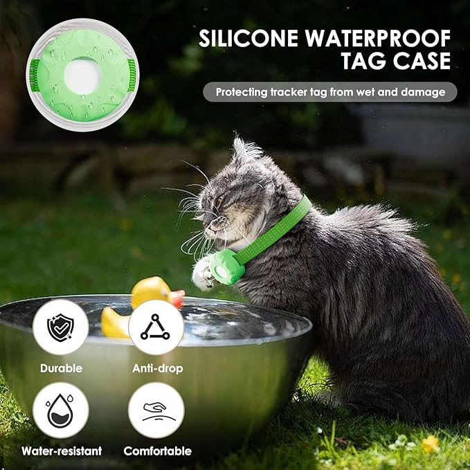 Cat Tracker, MINI Pet Tracker for Cats, No Monthly Fee GPS Tracker for Cat, Compatible with Apple Find My App(Only iOS), Real-Time Tracking, Precise Positioning, Waterproof Cat GPS Tracker
