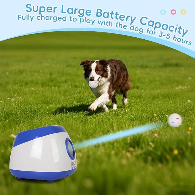 Ball Launcher for Dogs: 3 Adjustable Distance 40-80FT,with 8 2.5" ETPU Balls,Remote Control Interactive Dog Toy,Automatic Ball Throwing Machine for Medium/Large Dogs