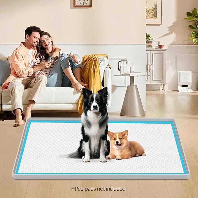 Pee Pad Holder for Dogs, 40" x 22" Extra Large Silicone Pee Tray Mat High Edge, Leak-Proof, No Spill Pet Pad Holder for Puppy, Cat, Rabbit, Training Pads for Floor Protection, No Pee Pads