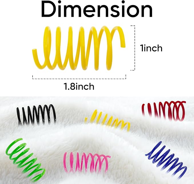 AGYM 6Colors Plastic Spring Cat Toys, 12 Pack Spiral Springs for Indoor Cats to Swat, Bite, Hunt, Interactive Toys for Cats and Kittens