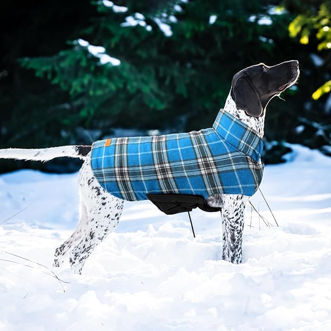 Kuoser Warm Dog Coat, Waterproof Dog Coats for X-Small Dogs, Adjustable Durable Doggie Winter Jacket Reversible Cozy Puppy Cold Weather Apparel from Small to Large Breed, Blue XS