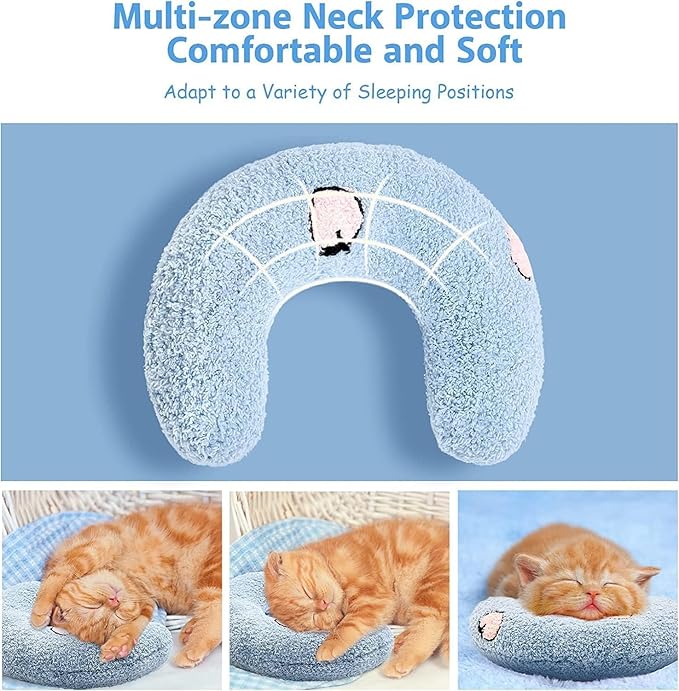 Calming Pillow for Dogs, Soft Dog Bed Pillows Pet Neck Pillow, Dog Calming Pillows for Small Dogs Ultra Soft Fluffy Pet Calming Toy Half Donut Cuddler (D)