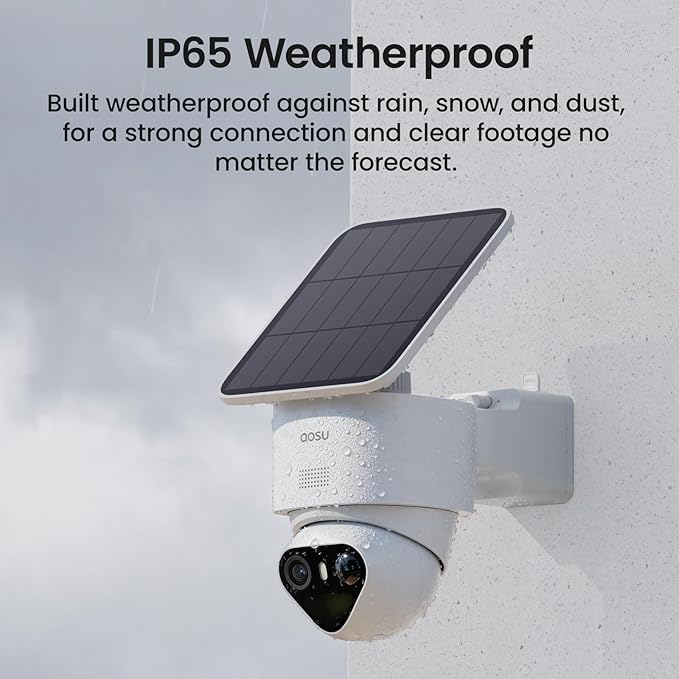 aosu T2 Ultra 4K Security Cameras Wireless Outdoor, TrueColor Night Vision, AI Triple Detection, 360° Auto Tracking, Solar Powered WiFi Camera for Home Security, 1Pack