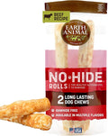 Earth Animal No Hide Chews - Long Lasting Rawhide Free Large Dog Chews Rolls, Beef - 2 Count