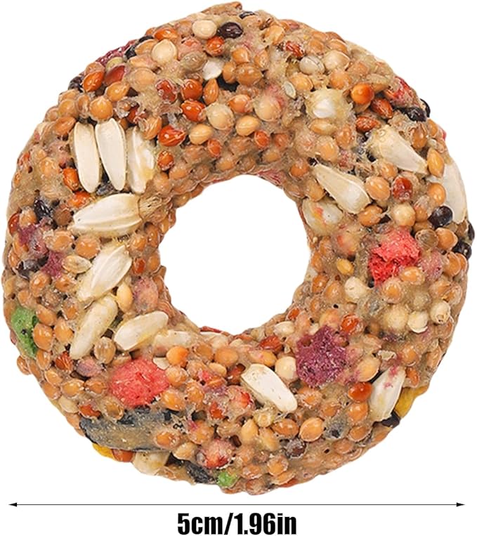 Bird Treats - Parakeet Toys, Grain Teether Supplies | Donut Shape Chewing Snack, Foraging Training Activity Enrichment with Aviary Accessories for Lovebirds, Cockatiels, Budgies and Small Parrots
