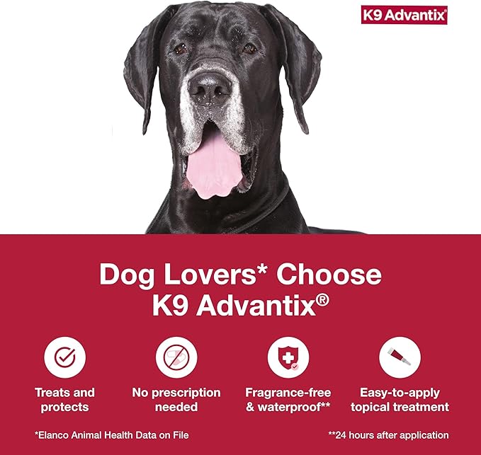 K9 Advantix Flea, Tick & Mosquito Prevention for Dogs Over 55 lbs. | Flea Drops for Extra Large Dogs | Apply Monthly | 6 Treatments (Pack of 3)