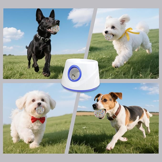 Automatic Ball Launcher, Dog Ball Thrower Launcher, Features 3 x 2.3-inch Balls, Adjustable Distance (19-45FT), Suitable for Small and Medium-Sized Dogs. Indoor/Outdoor Dual-use launchers