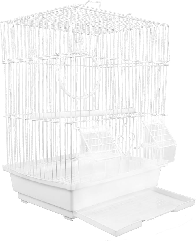 Lightweight Metal Small Parakeet Cage White Portable Bird Carrier Suitable for Parrots Conures Cockatiels at Home