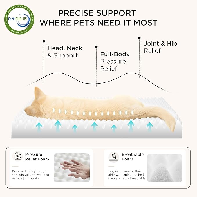 Bedsure Self Warming Dog Beds Large Sized Dog - Comfy Puppy Beds with Removable Washable Cover, Orthopedic Egg Crate Foam Pet Mat, Suitable for Pet Up to 65 lbs (Non Electric)