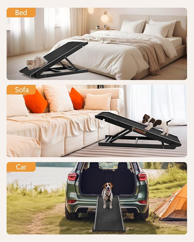 Dog Ramp for Couch, Small Dog Bed Ramp to Get on Bed 20 inch High, Non-Slip, Sturdy Adjustable Pet Ramp with Landing Platform, Supports up to 200lbs, Adjustable from 13" to 20" Height