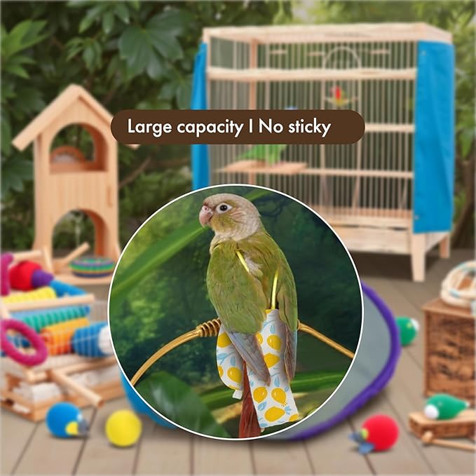 Bird Diaper Carrier Flight Suit Straps, Reusable Training Diaper Set Liners with Hook and Tow Eyes for Parrots and Cockatiels (Strawberry Red, XS)