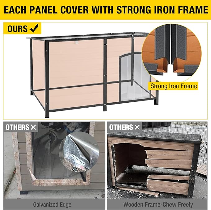 Aivituvin Heated Dog House Outdoor 59" Extra Large Insulated Dog Kennel with Heating Pad Keep Warm in Winter Dog Cage for Small & Medium & Large Dogs,All-Around Strong Iron Frame