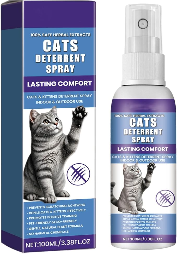 Cat Repellent Spray - Natural Training Aid for Cats, Indoor & Outdoor Deterrent Spray to Stop Scratching Furniture, Protect Garden, and Deter Unwanted Marking