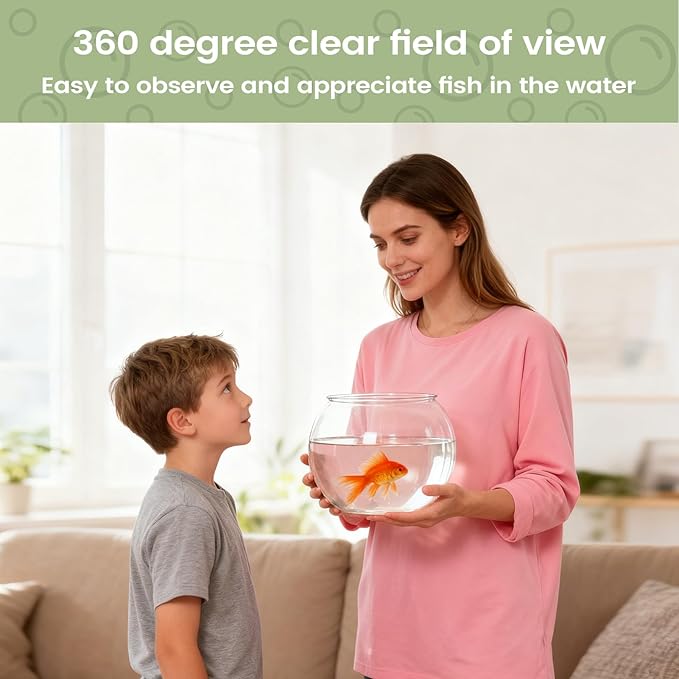 Clear Glass Fish Bowl - Shatter Resistant Aquarium Container, Decorative Water Vessel, Sturdy Elegant Design, Easy Cleaning Setup, Table Centerpiece Accessory, Indoor Party Display, Home Event Decor