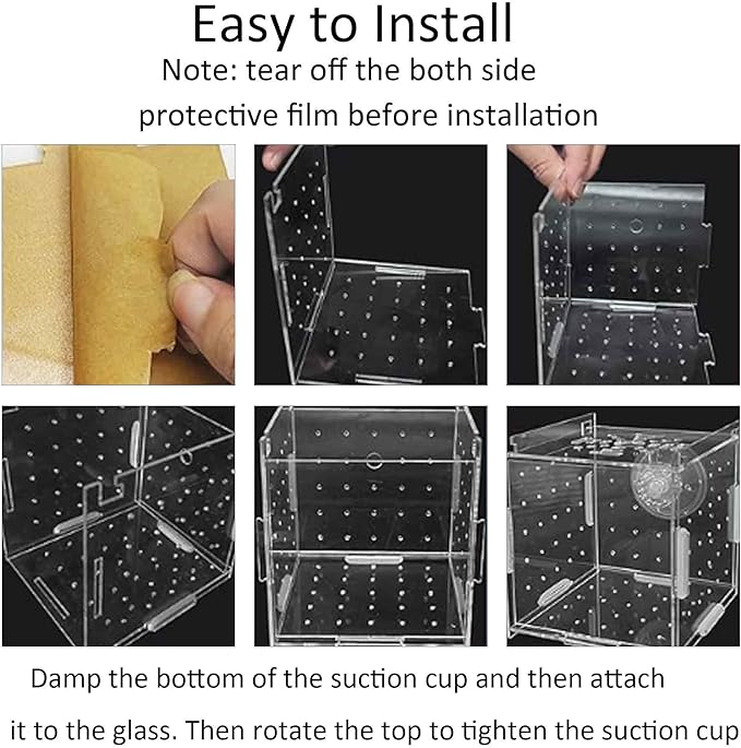 3 x 3 x 3 inch Acrylic Fish Breeding Box, Transparent Isolation Hatchery Incubator with Suction Cups for Guppy Shrimp Small Baby Fishes Aquarium Nursery Tank
