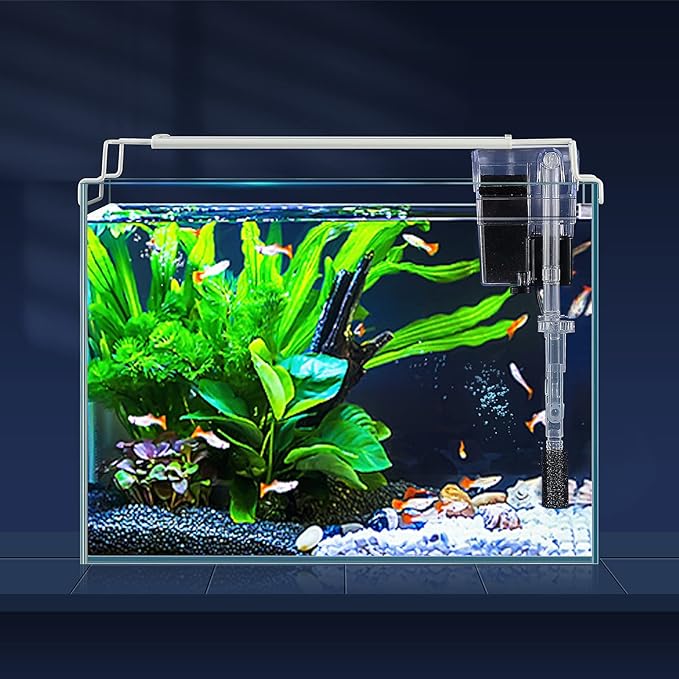 Rimless Glass Aquarium Starter Kit (3 Gal), Ultra Clear Low Iron Glass Fish Tank Set, Small Beta Fish Tank & Filter with Surface Skimmer & 3-Mode LED Light