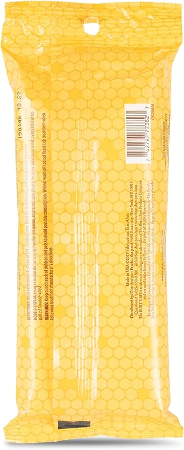 Burt's Bees for Pets Cat Dander Remover Wipes, Unscented Soft Grooming Cloths with Colloidal Oat Flour + Aloe, Helps Reduce Flaking Between Baths for Cats & Kittens, 50 Count - 6 Pack