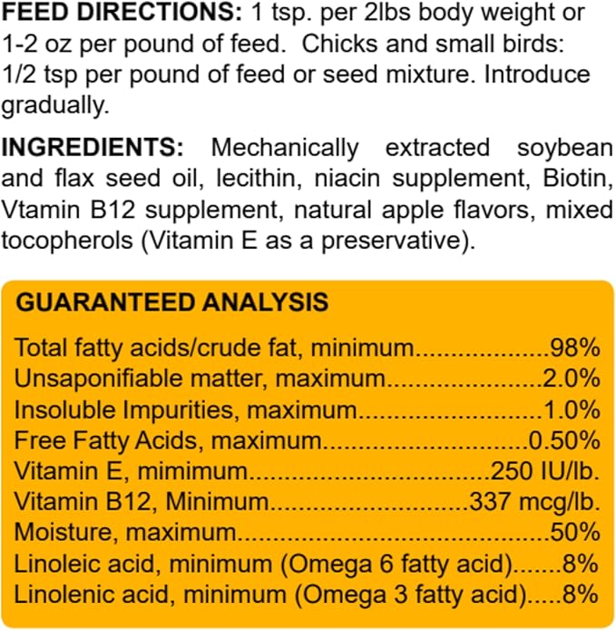 HealthyCoat Kickin’ Chicken Feed Supplement - Pint – All-Natural Omega 3 & 6 Liquid for Poultry – Supports Plumage, Molting Recovery, Egg Production, Skin Health & Immune System – Fortified w/Biotin