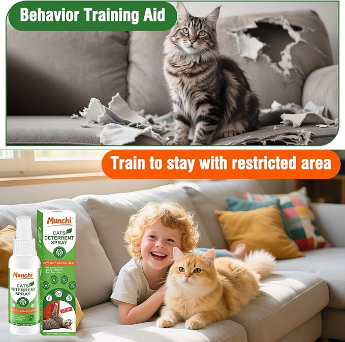 Cat Scratch Deterrent Spray,Natural Cat Repellent Spray for Furniture Indoor & Outdoor, No Scratch Training Aid,Prevent Scratching, Digging & Chewing