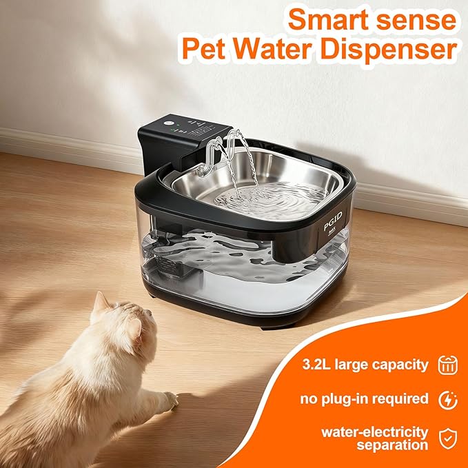 Cordless Cat Water Fountain, 5000mah Battery Operated Pet Water Fountain, 108oz/3.2L Automatic Dog Water Fountains for Cats Dog Indoor Outdoor