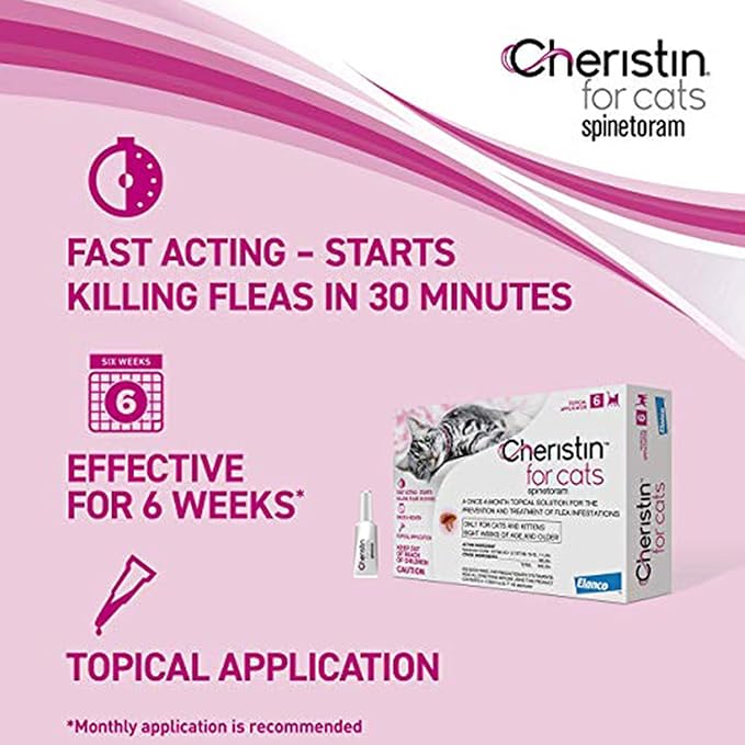 Cheristin Flea Treatment & Prevention for Cats | Fast Acting Topical flea Treatment for Cats Over 1.8 lbs | 1 Count (Pack of 2)