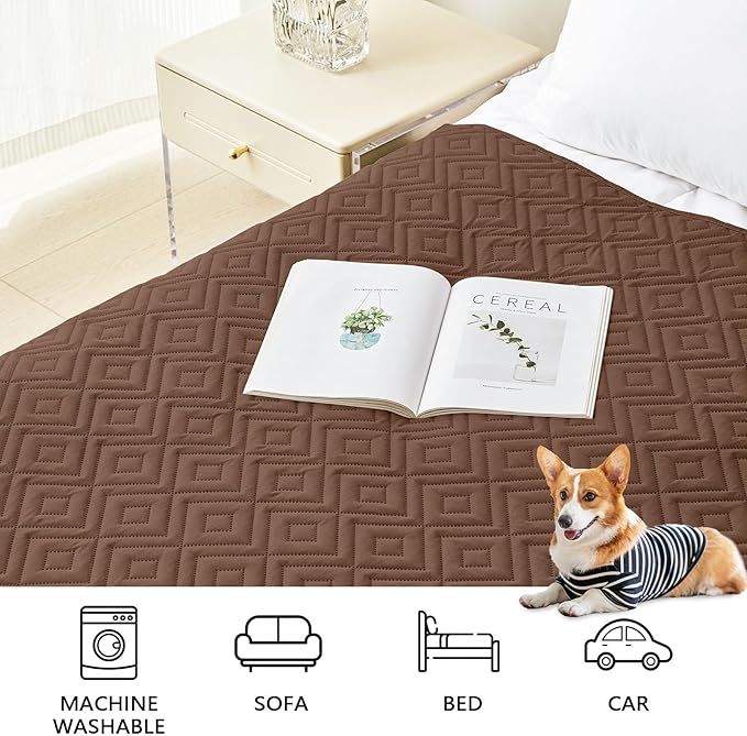 hyha Waterproof Dog Blanket, Soft Dog Bed Cover Pet Blankets, Waterproof Sofa Couch Cover for Dogs Washable, Reversible Pet Couch Covers for Sofa Furniture (40x80 Inch, Brown/Beige)