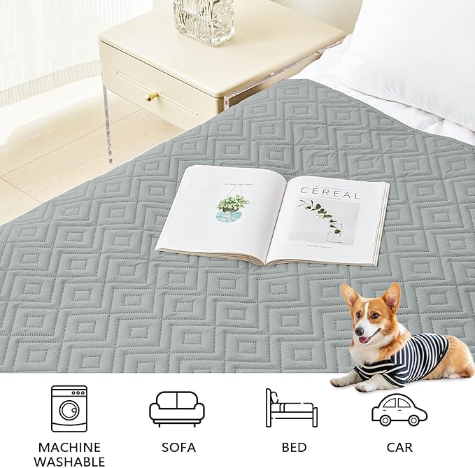 hyha Waterproof Dog Blanket, Soft Pet Bed Blankets, Waterproof Sofa Couch Cover for Dogs Washable, Reversible Pet Couch Covers for Sofa Furniture (82x102 Inch, Grey/Dark Grey)
