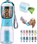 Dog Water Bottle with Food Container & Poop Bag Holder, Travel Water Bowl, Portable Pet Dispenser, Dog Gifts Stuff Accessories Items, Puppy Essentials for Yorkie Chihuahua Walking Hiking