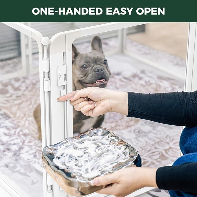 FXW AuraSpace Pro Metal & Acrylic Indoor Dog Playpen, All-Acrylic Clear Heavy-Duty Design, 24" Height 8 Panels for Puppies & Small Dogs, White│Patented