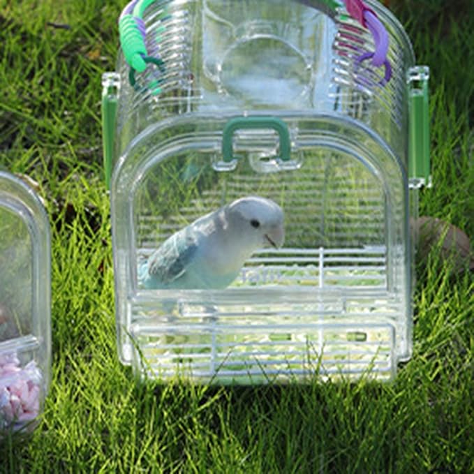 Portable Plastic Bird Cages for Outdoor, Lightweight Ventilated Travel Bird Cage with Handle, Waterproof Bird Carrier for Small Birds and Budgies, Easy to Carry (Yellow)