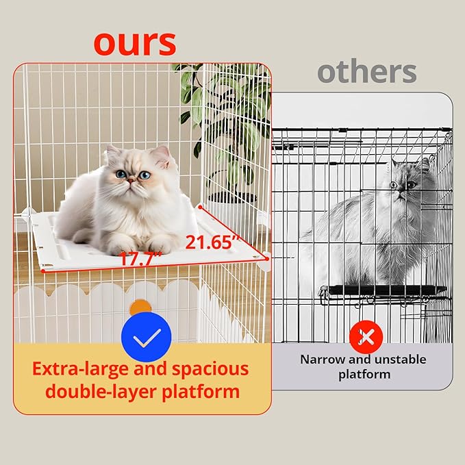 Oneluck Large Cat Cage On Wheels,Cat Enclosure with Litter Box Ideal for 1-3 Cats,Catio 35.5" L x 21.6" W x 62.2" H,Kennel for Cats