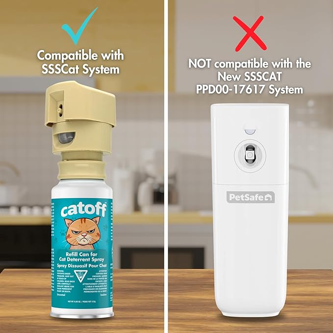 CatOFF Pack of 3 Refill Compatible with SSSCAT Indoor Cat Deterrent Spray System, Made in USA, 3.89 oz / 115 ml
