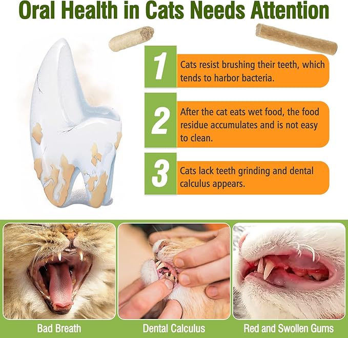 Freezed Dried Cat Chew Sticks, Cat Dental Treats for Freshens Breath and Controls Tartar, Feline Teething Sticks