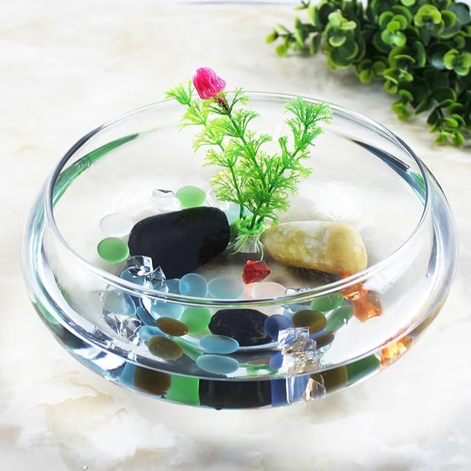 GANAZONO Clear Fish Bowl Vase Bubble Round Planter Terrarium Fish Bowl Aquatic Plant Pot Daffodil Pot Hydroponic Planter Tank Aquarium