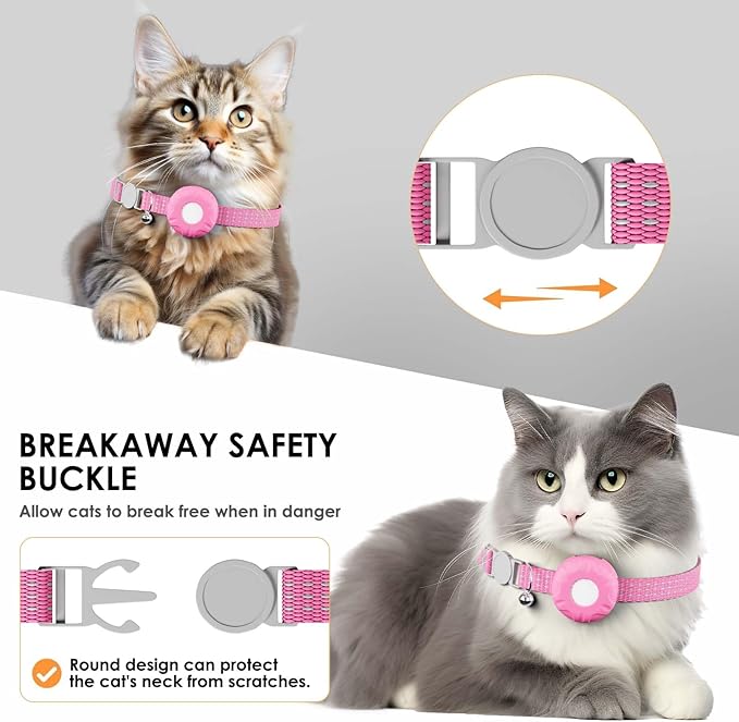Cat Tracker, No Monthly Fee Pet Tracker for Cats, Cat GPS Tracker Compatible with Apple Find My App(Only iOS), Real-Time Tracking, Precise Positioning, Smart Alerts, Waterproof