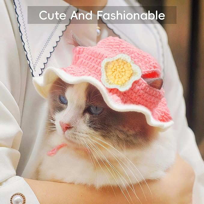 Cat Hat for Cats, Pet Cute Halloween Christmas Party Costume Accessories Headwear Comfortable for Puppy Cat Kitten Pet Puppies 11-14" (Pink)