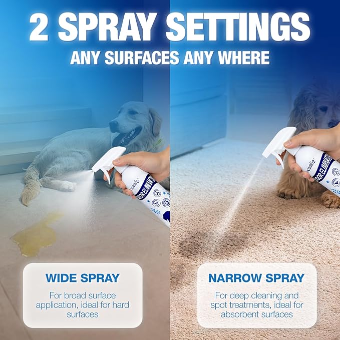 Pet Odor Eliminator, Odor Remover and Pet Spray Fragrance Free Colorless 16.9oz Spray, Safe Highly Effective Carpet and Cat Litter Deodorizer for Dogs and Cats (16.9 Fl Oz（Pack of 3）)